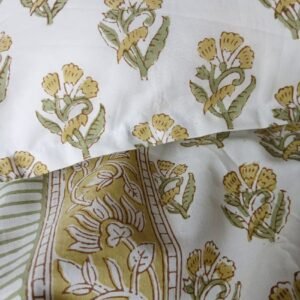 Blockprint Large King Double Bedsheet with Matching Pillowcases (108×108) – (HDBS0009)