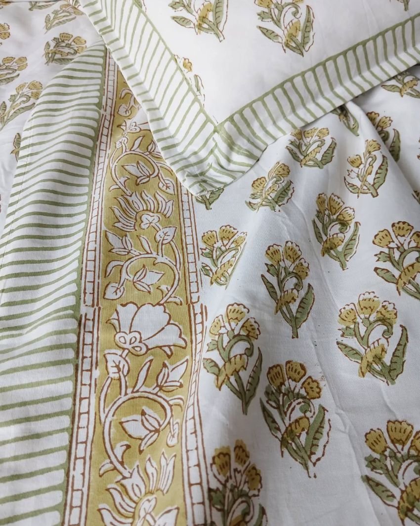 Blockprint Large King Double Bedsheet with Matching Pillowcases (108×108) – (HDBS0009) - Image 3