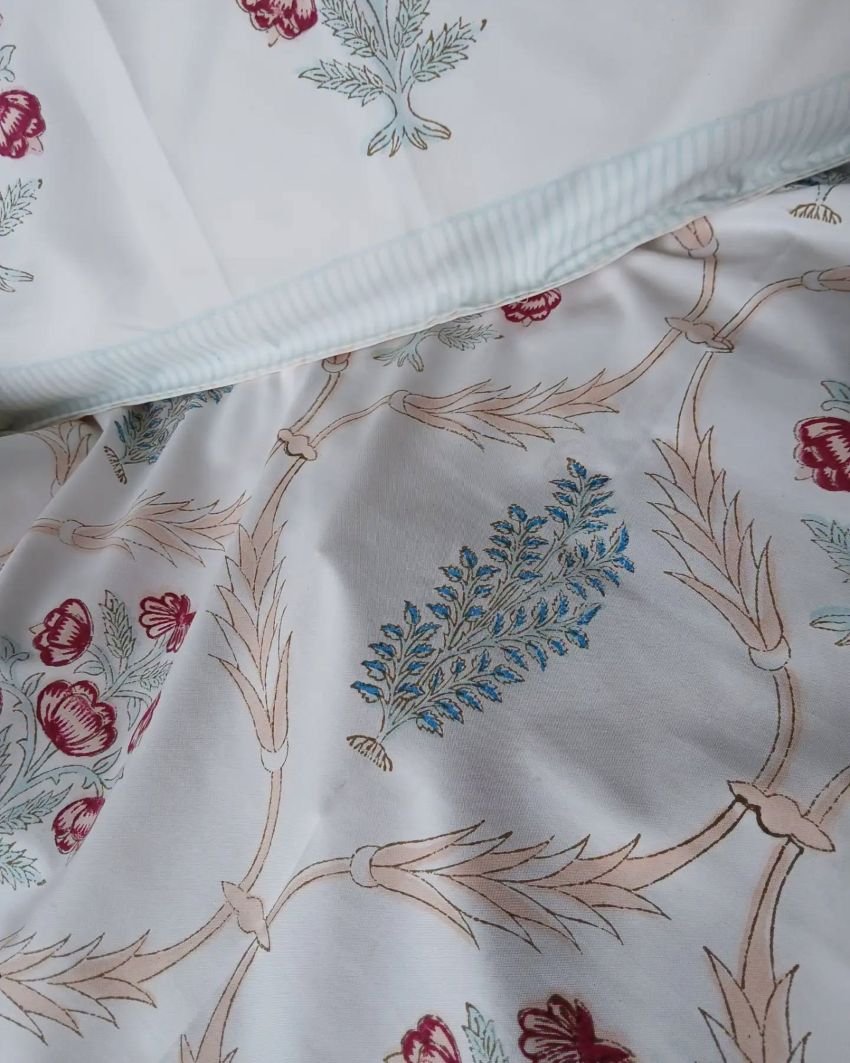 Blockprint Large King Double Bedsheet with Matching Pillowcases (108×108) – (HDBS0010)