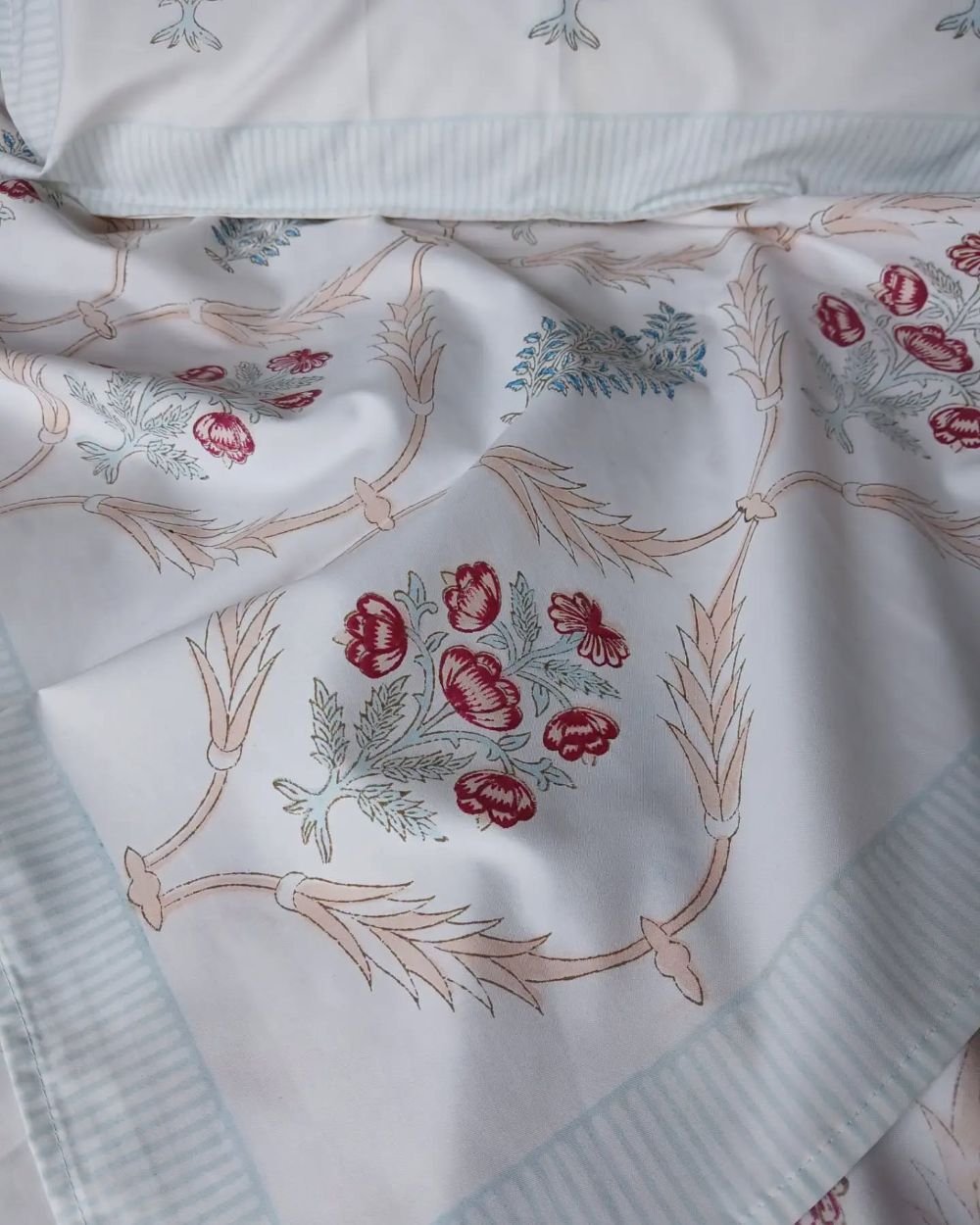 Blockprint Large King Double Bedsheet with Matching Pillowcases (108×108) – (HDBS0010) - Image 4