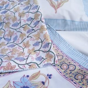 Blockprint Large King Double Bedsheet with Matching Pillowcases (108×108) – (HDBS0013)