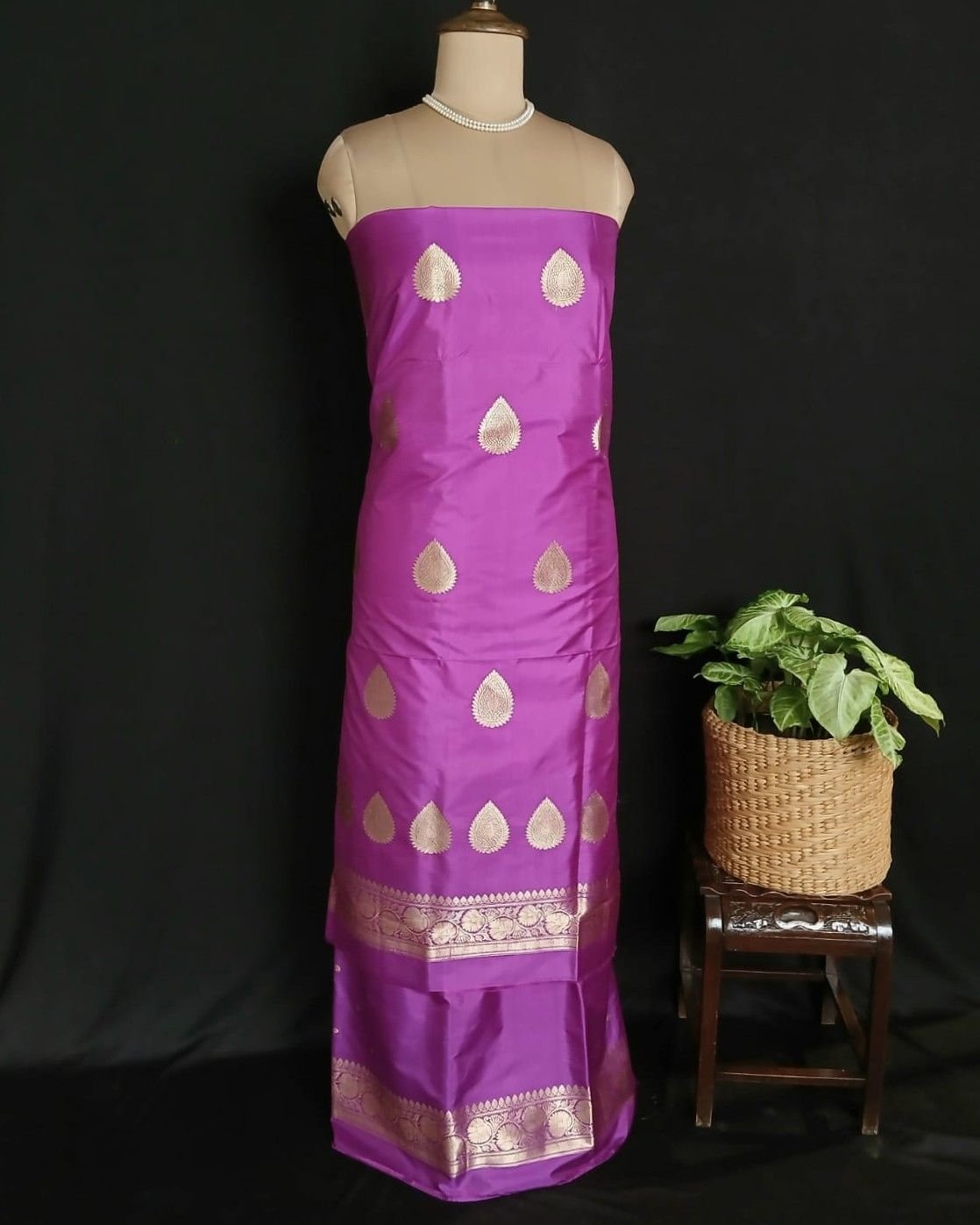 Banarasi 3-piece Pure Silk Salwar Set - (MPSS0007) - Image 4