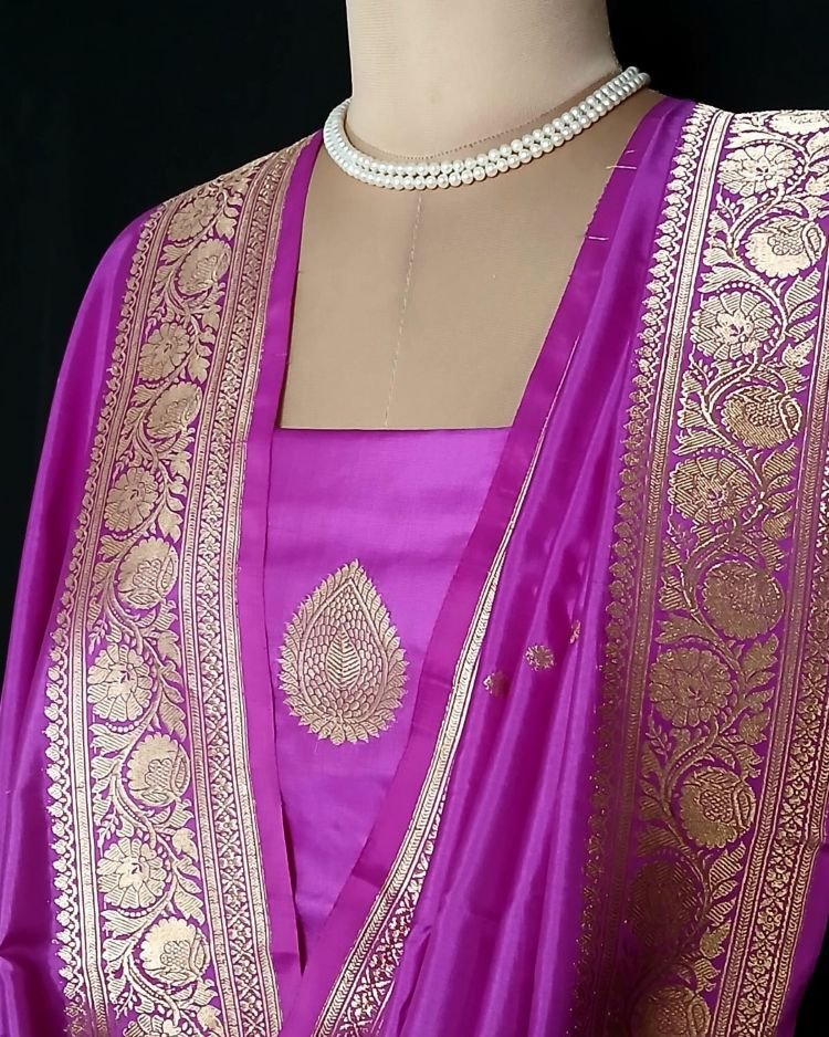 Banarasi 3-piece Pure Silk Salwar Set - (MPSS0007) - Image 7