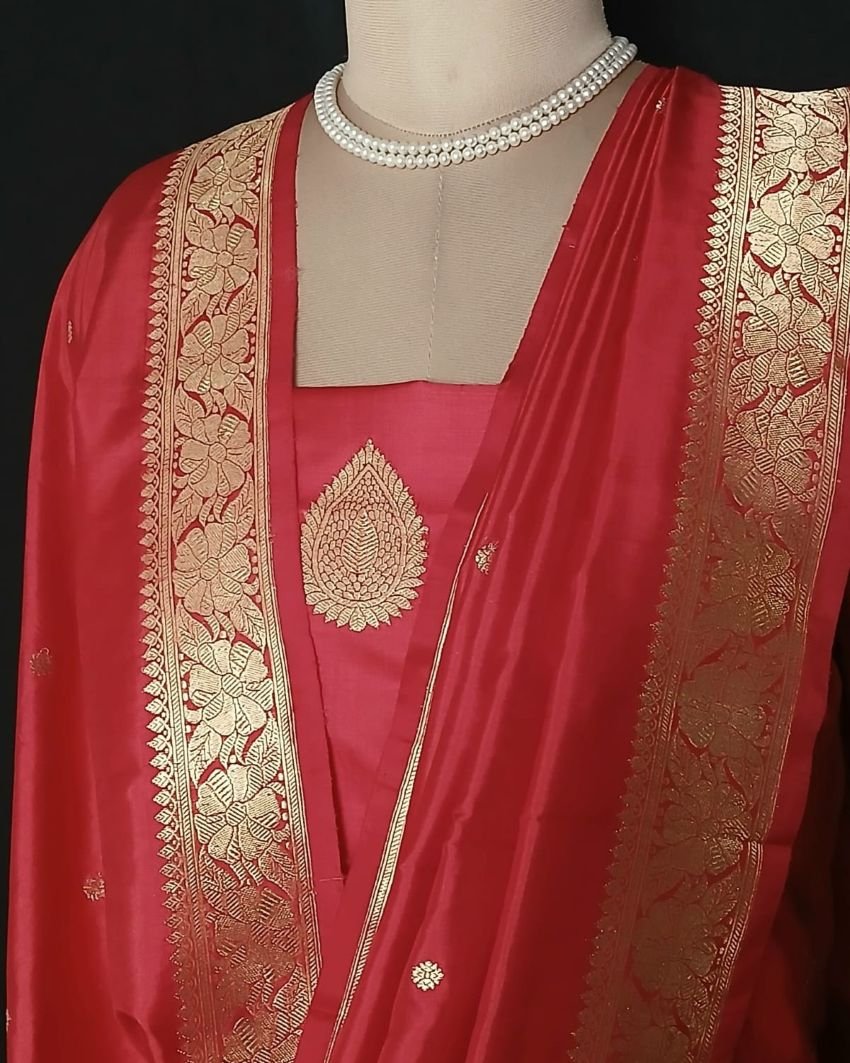 Banarasi 3-piece Pure Silk Salwar Set - (MPSS0008) - Image 7