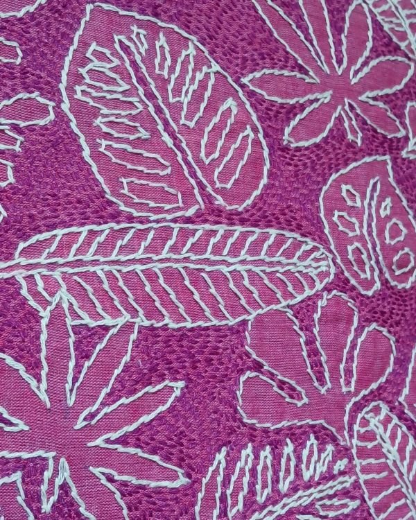 Set of 2 Tropical Fern Leaf Reverse Kantha Cushion Covers –(CUSH1002) - Image 4