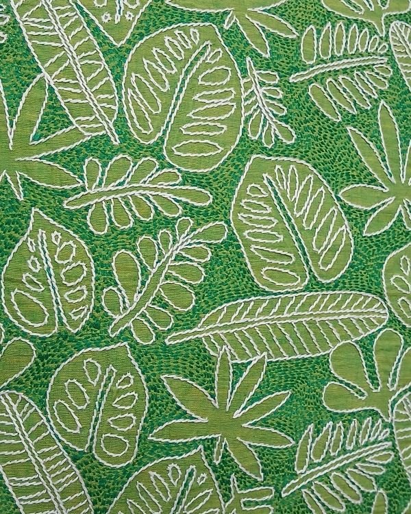 Set of 2 Tropical Fern Leaf Reverse Kantha Cushion Covers –(CUSH1003) - Image 4