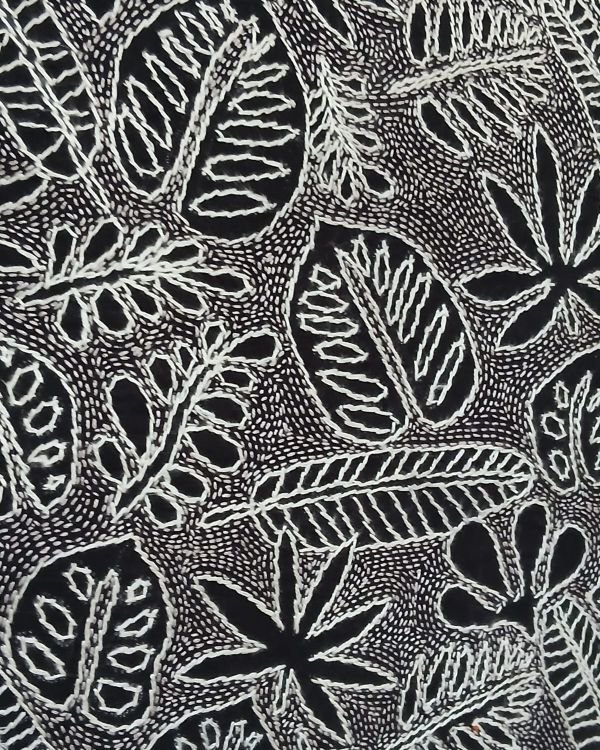 Set of 2 Tropical Fern Leaf Reverse Kantha Cushion Covers – (CUSH1004) - Image 4