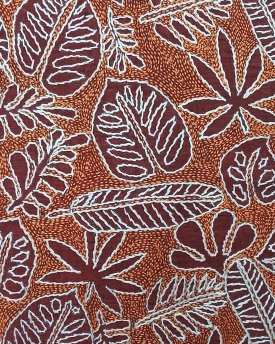 Set of 2 Tropical Fern Leaf Reverse Kantha Cushion Covers – (CUSH1005) - Image 4