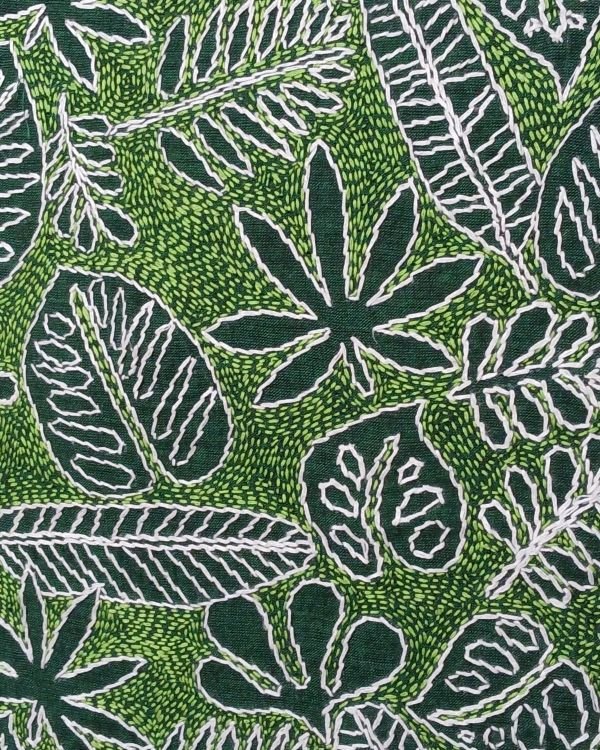 Set of 2 Tropical Fern Leaf Reverse Kantha Cushion Covers – (CUSH1006) - Image 4