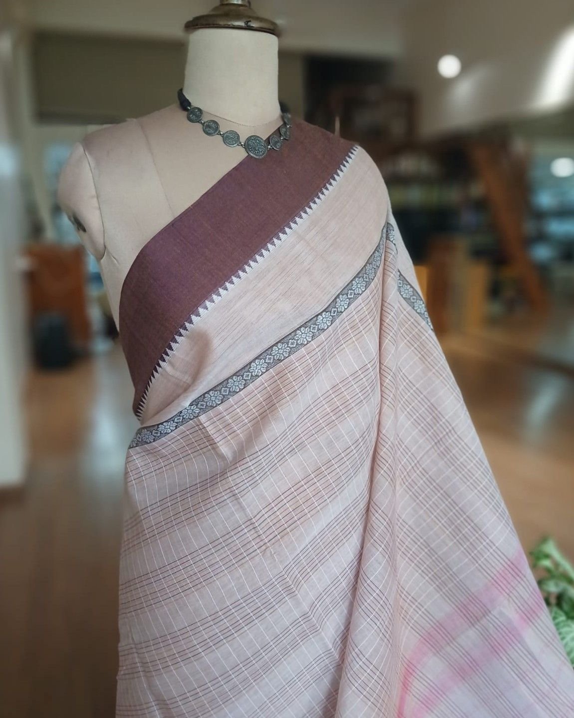 Handloom Cotton Saree from Narayanpet in Telangana – (HCSN1020) - Image 2