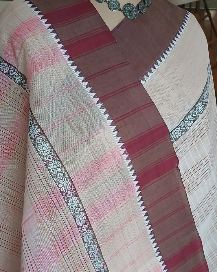 Handloom Cotton Saree from Narayanpet in Telangana – (HCSN1020) - Image 6
