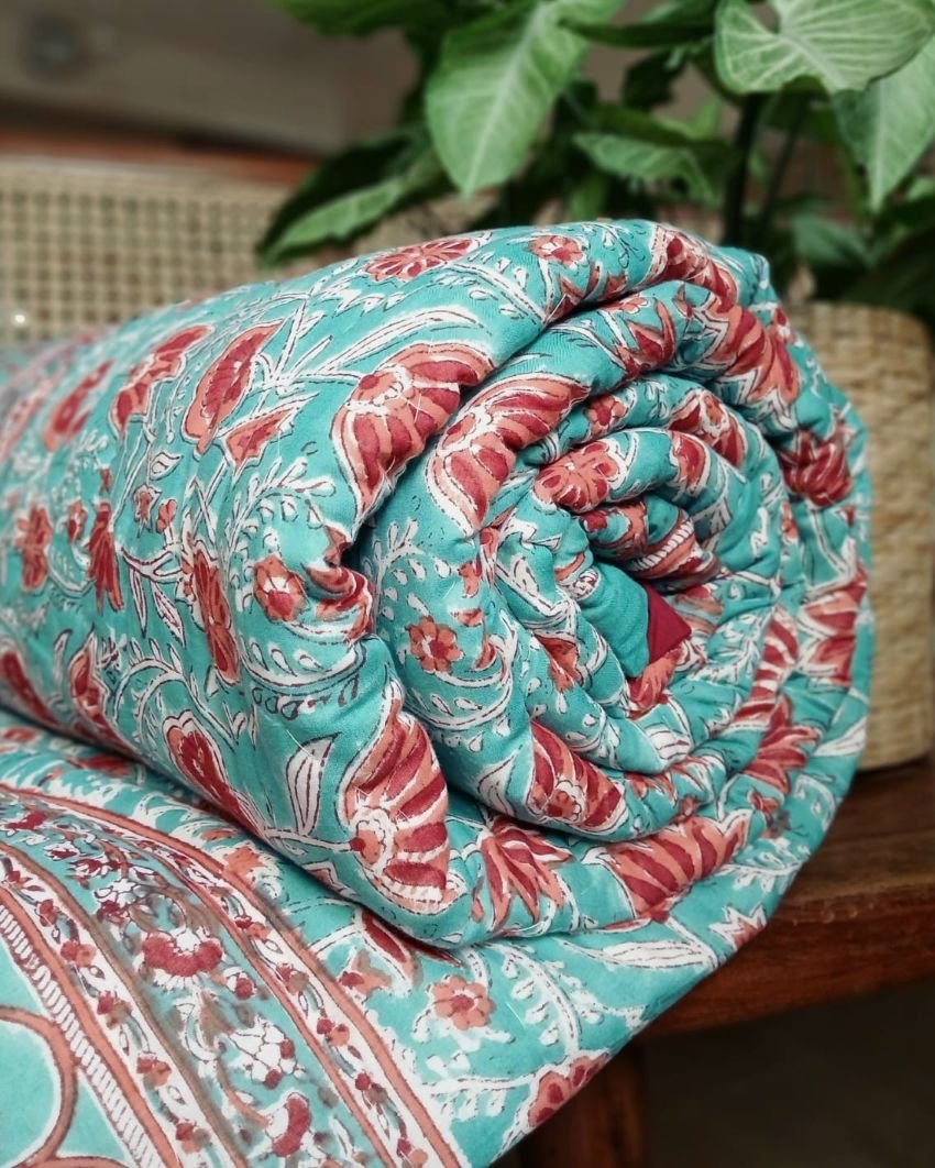 Handblock Print Reversible Double Razai - (HPRR0001) - Image 4