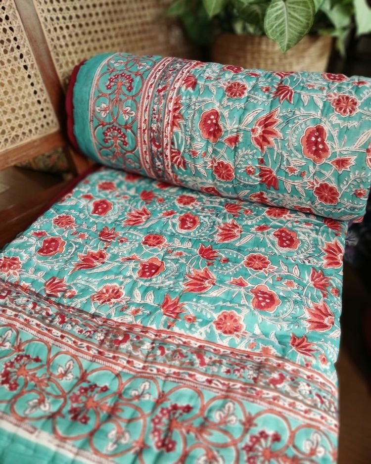 Handblock Print Reversible Double Razai - (HPRR0001) - Image 2