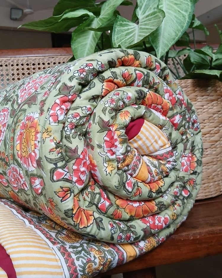 Handblock Print Reversible Double Razai – (HPRR0008)