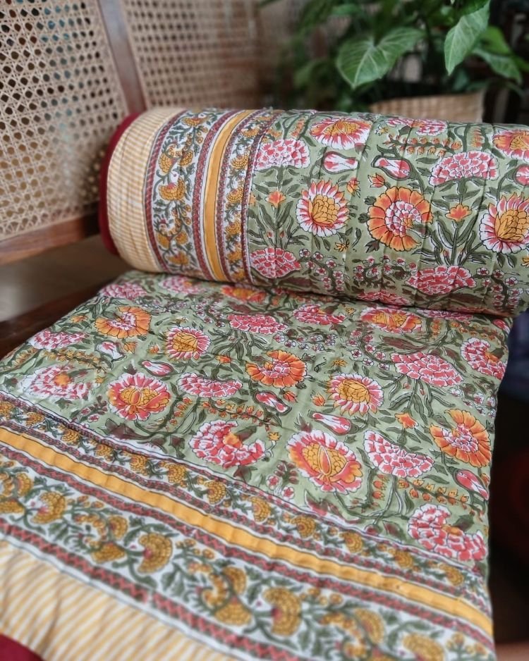 Handblock Print Reversible Double Razai – (HPRR0008) - Image 2