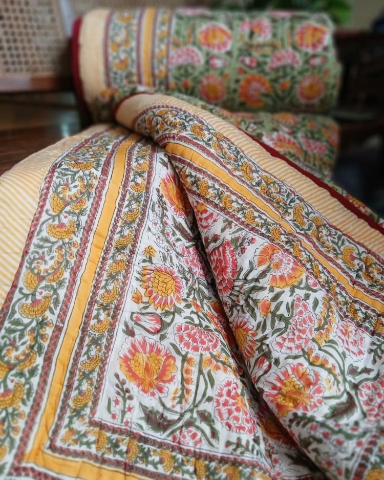 Handblock Print Reversible Double Razai – (HPRR0008) - Image 3
