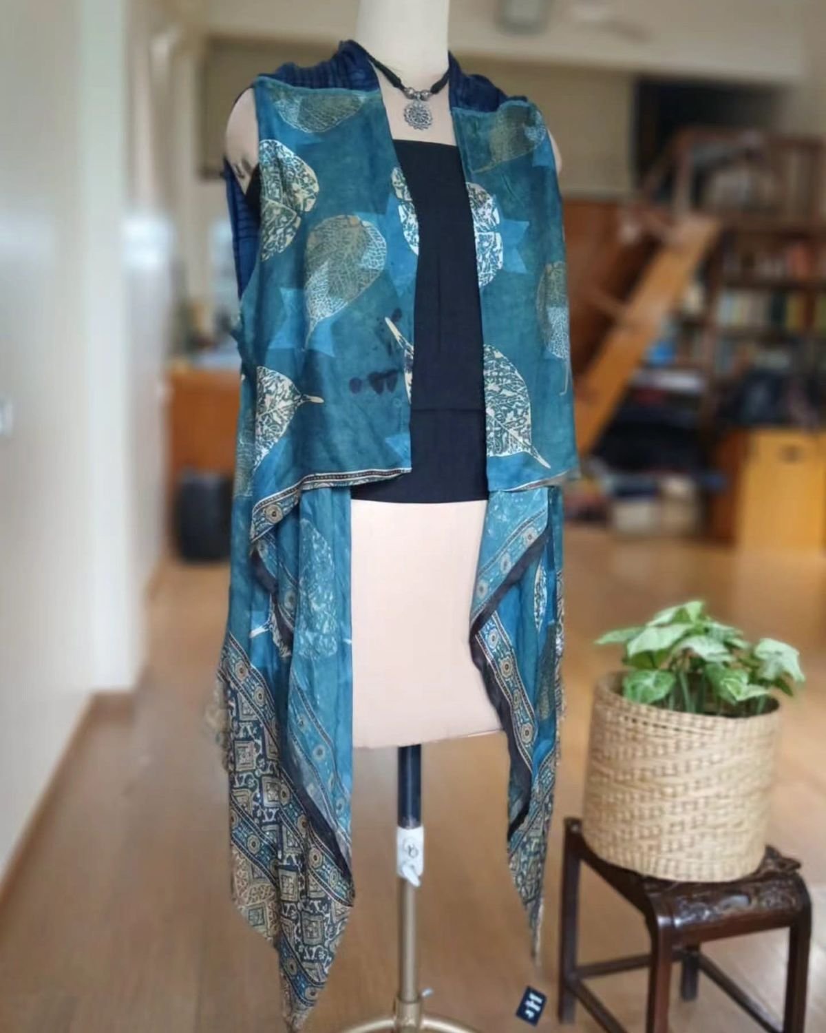 Ajrakh Modal Silk Shrug - (ASMS0001)