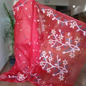 Hand Jamdani in Mulberry Silk with Floral Motifs – (SJMS1155)