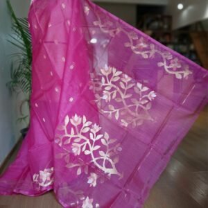 Hand Jamdani in Mulberry Silk with Floral Motifs – (SJMS0002)