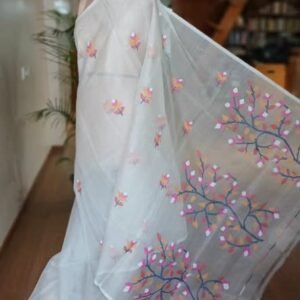 Hand Jamdani in Mulberry Silk with Floral Motifs – (SJMS0004)