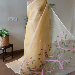 Hand Jamdani in Mulberry Silk with Bird Motifs – (SJMS1187)