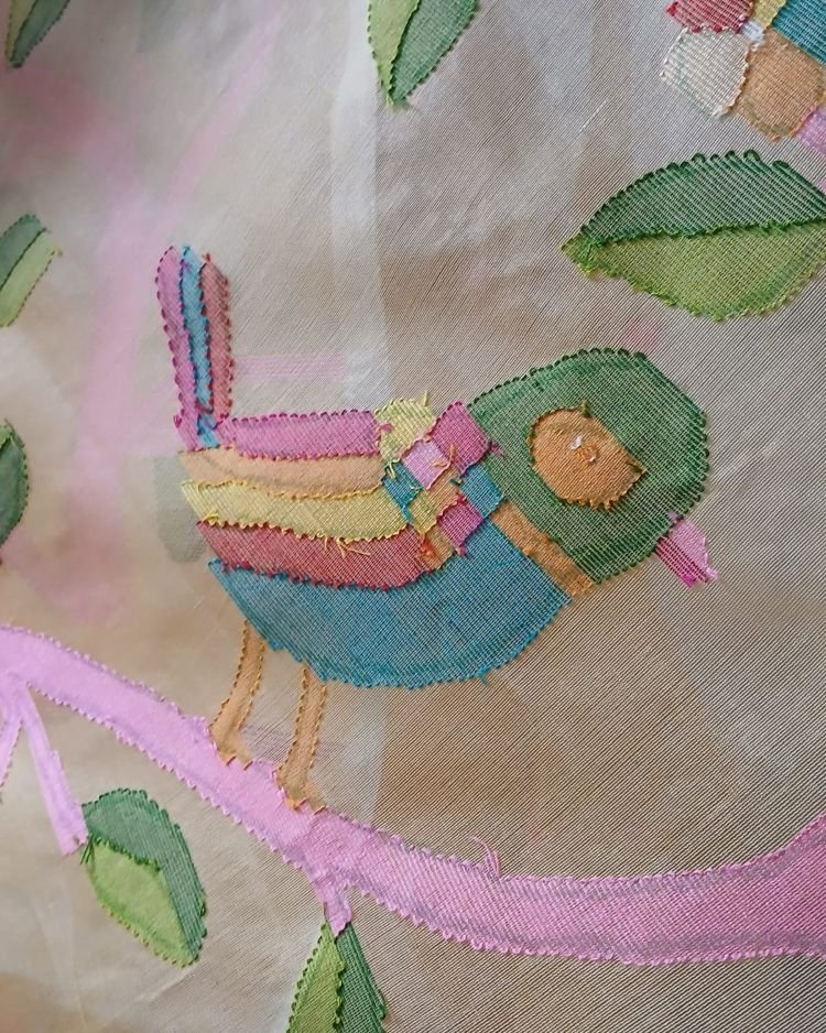 Hand Jamdani in Mulberry Silk with Bird Motifs – (SJMS1187) - Image 5