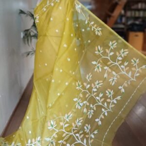Hand Jamdani in Mulberry Silk with Floral Motifs – (SJMS0007)