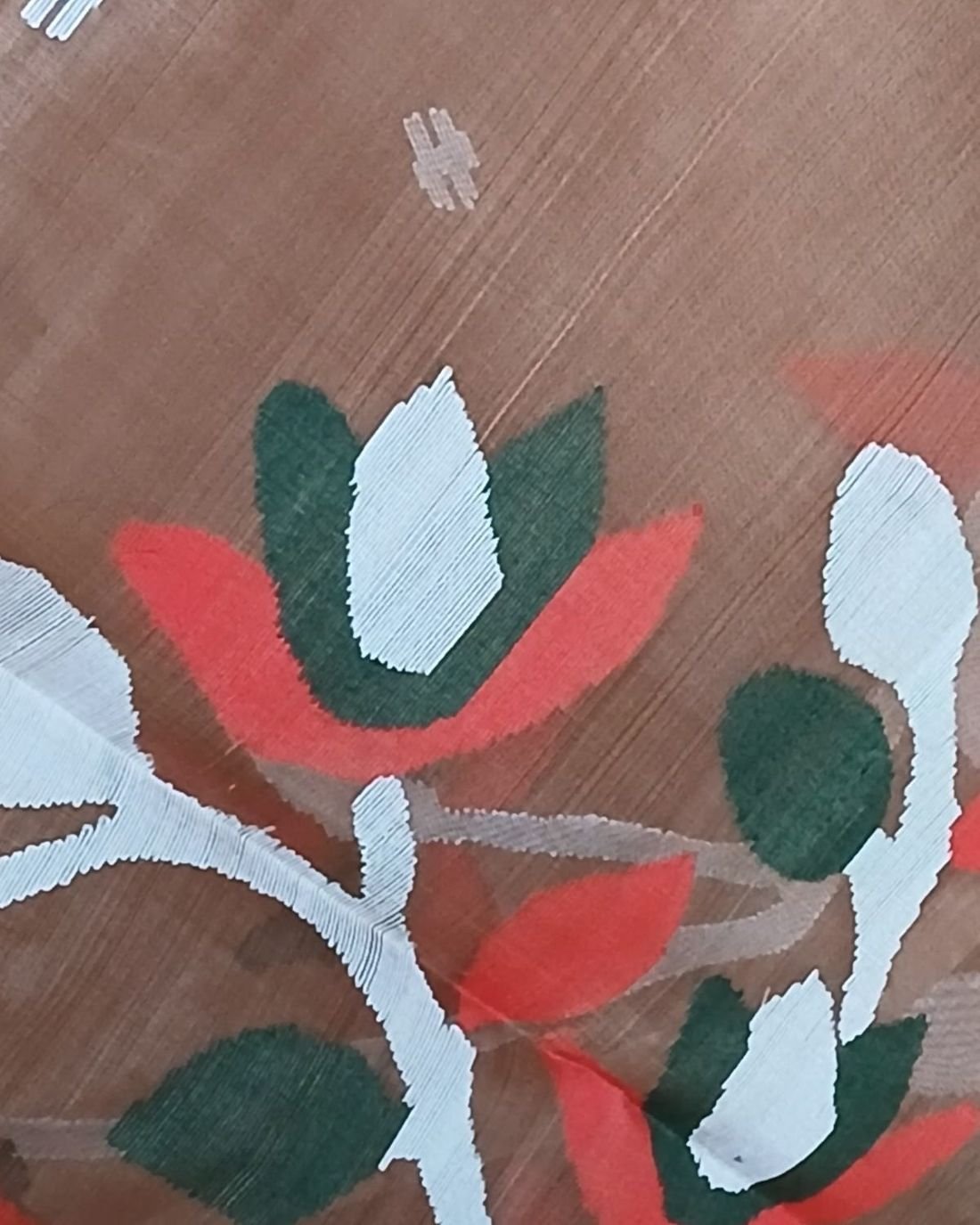 Hand Jamdani in Mulberry Silk with Floral Motifs – (SJMS1196) - Image 2