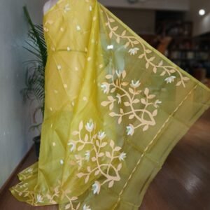 Hand Jamdani in Mulberry Silk with Floral Motifs – (SJMS1167)