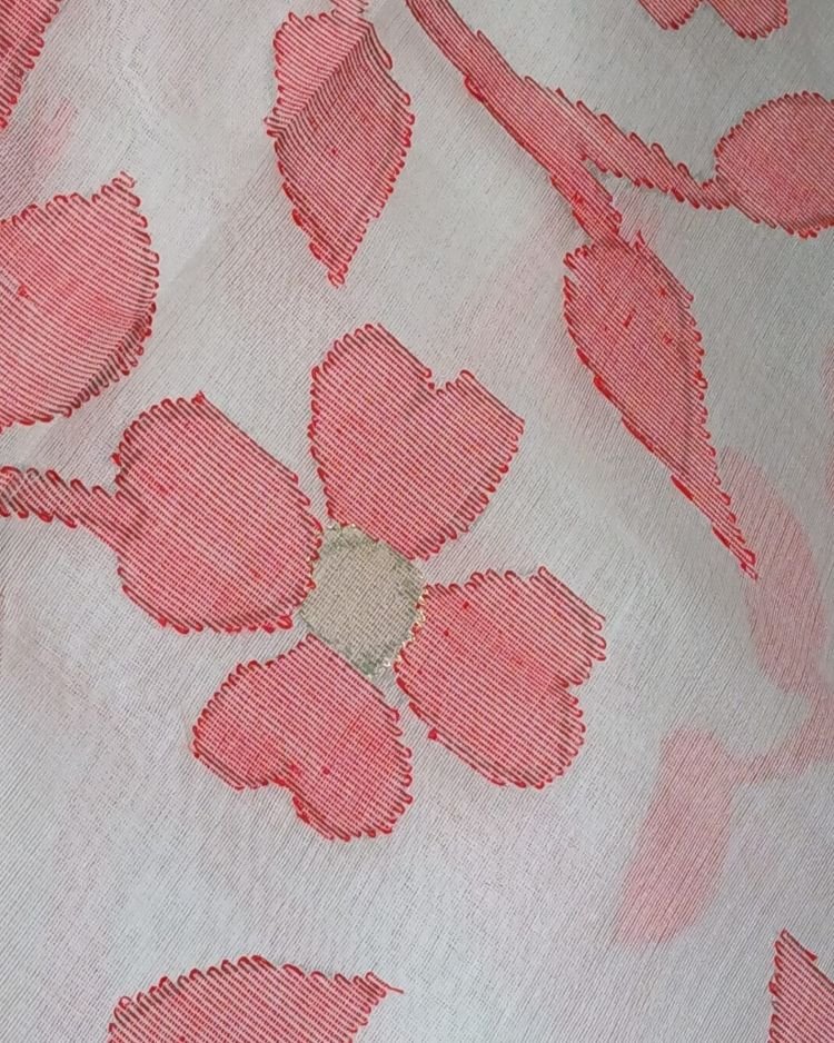 Hand Jamdani in Mulberry Silk with Floral Motifs – (SJMS1133) - Image 3