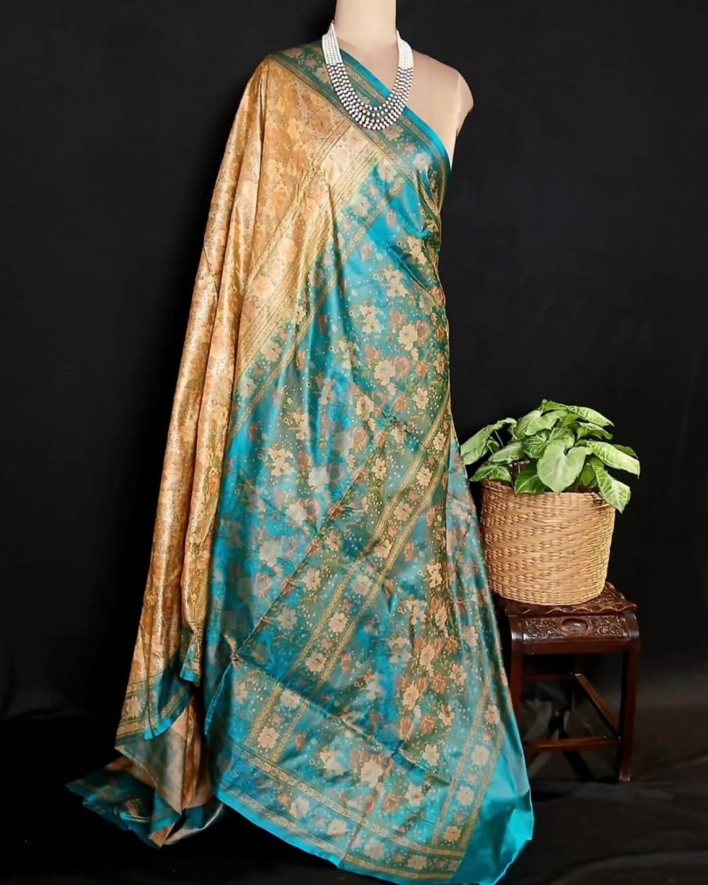 Banarasi Tanchoi Tehri Jamavar Silk Saree – (BTTJ0019) - Image 6