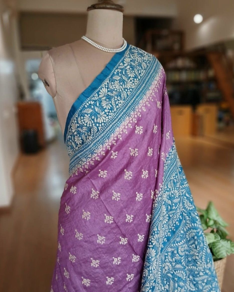 PadmaShree Takdira Begum’s Tussar Silk Kantha Saree - (TSKS0012) - Image 2