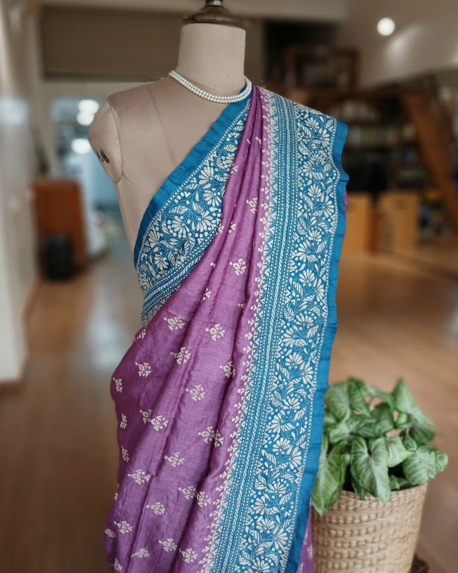 PadmaShree Takdira Begum’s Tussar Silk Kantha Saree - (TSKS0012) - Image 6