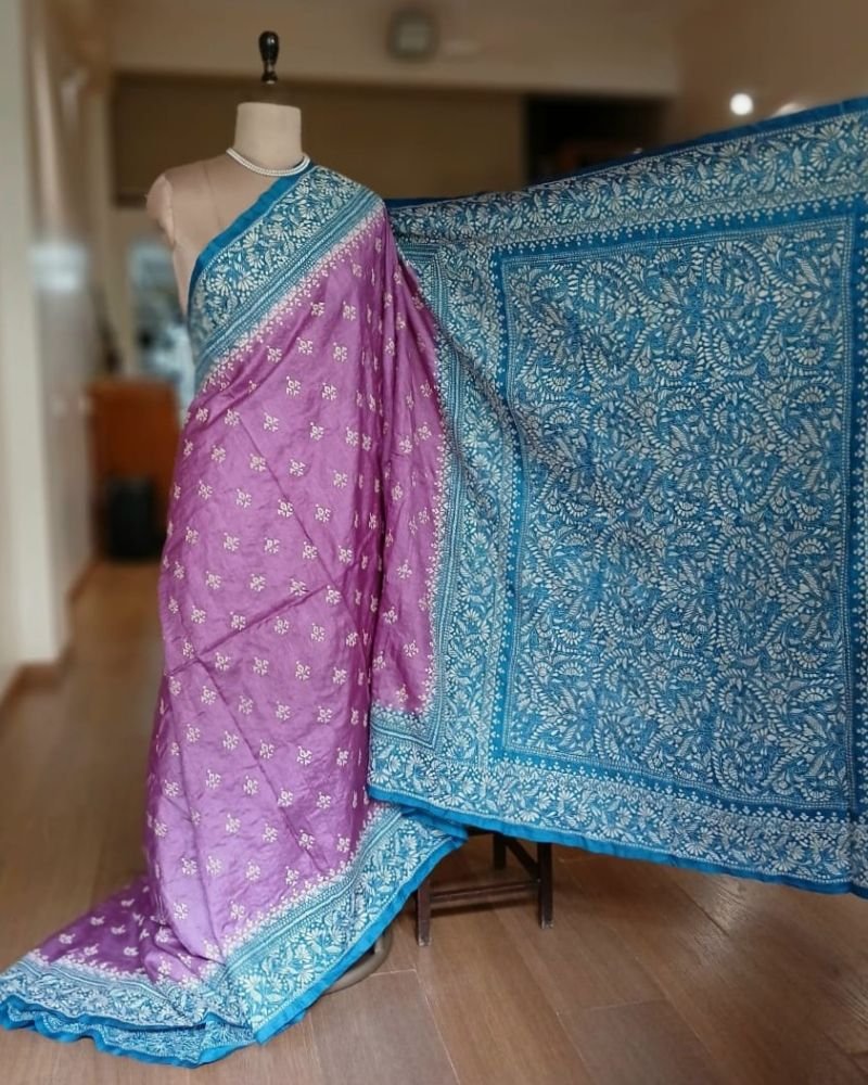 PadmaShree Takdira Begum’s Tussar Silk Kantha Saree - (TSKS0012) - Image 7
