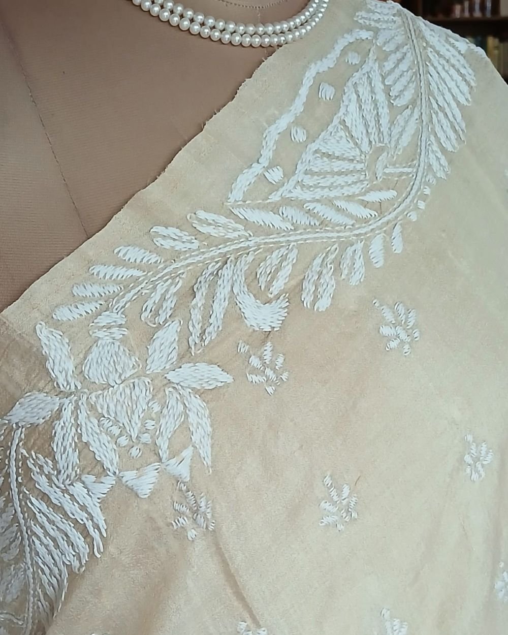 PadmaShree Takdira Begum’s Tussar Silk Kantha Saree - (TSKS0013) - Image 3