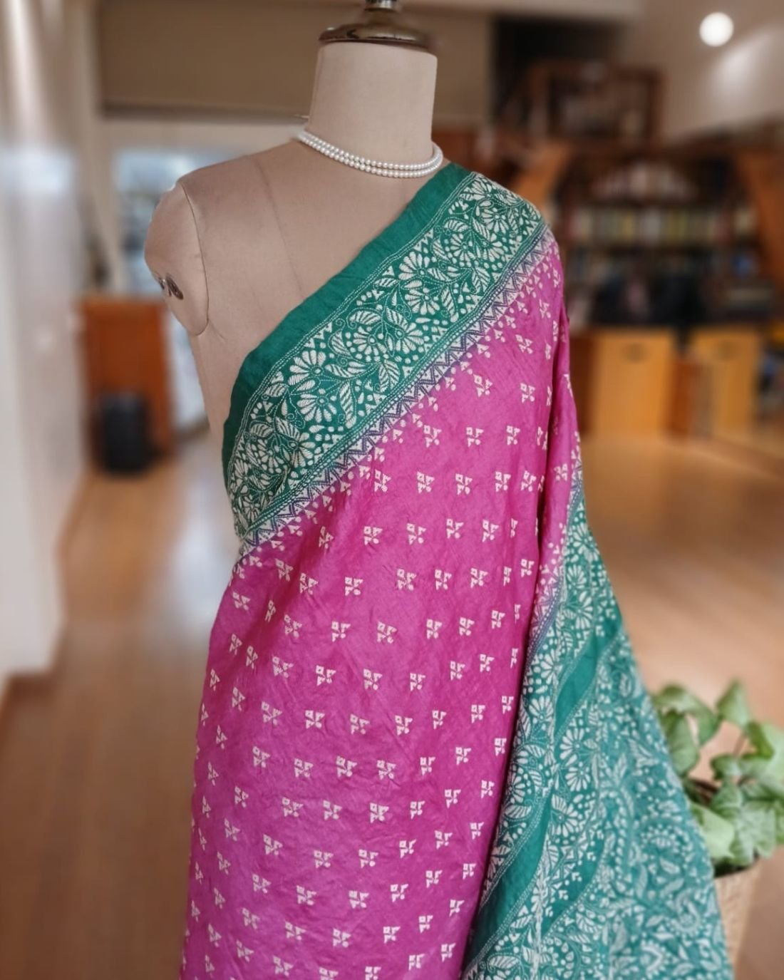 PadmaShree Takdira Begum’s Tussar Silk Kantha Saree - (TSKS0015) - Image 2