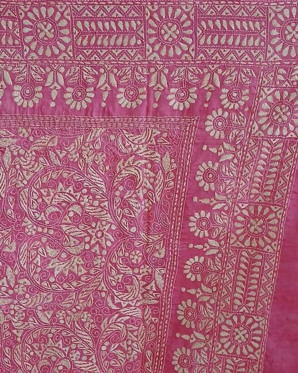 PadmaShree Takdira Begum’s Tussar Silk Kantha Saree - (TSKS0017) - Image 5