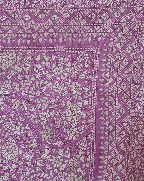 PadmaShree Takdira Begum’s Tussar Silk Kantha Saree - (TSKS0018) - Image 5