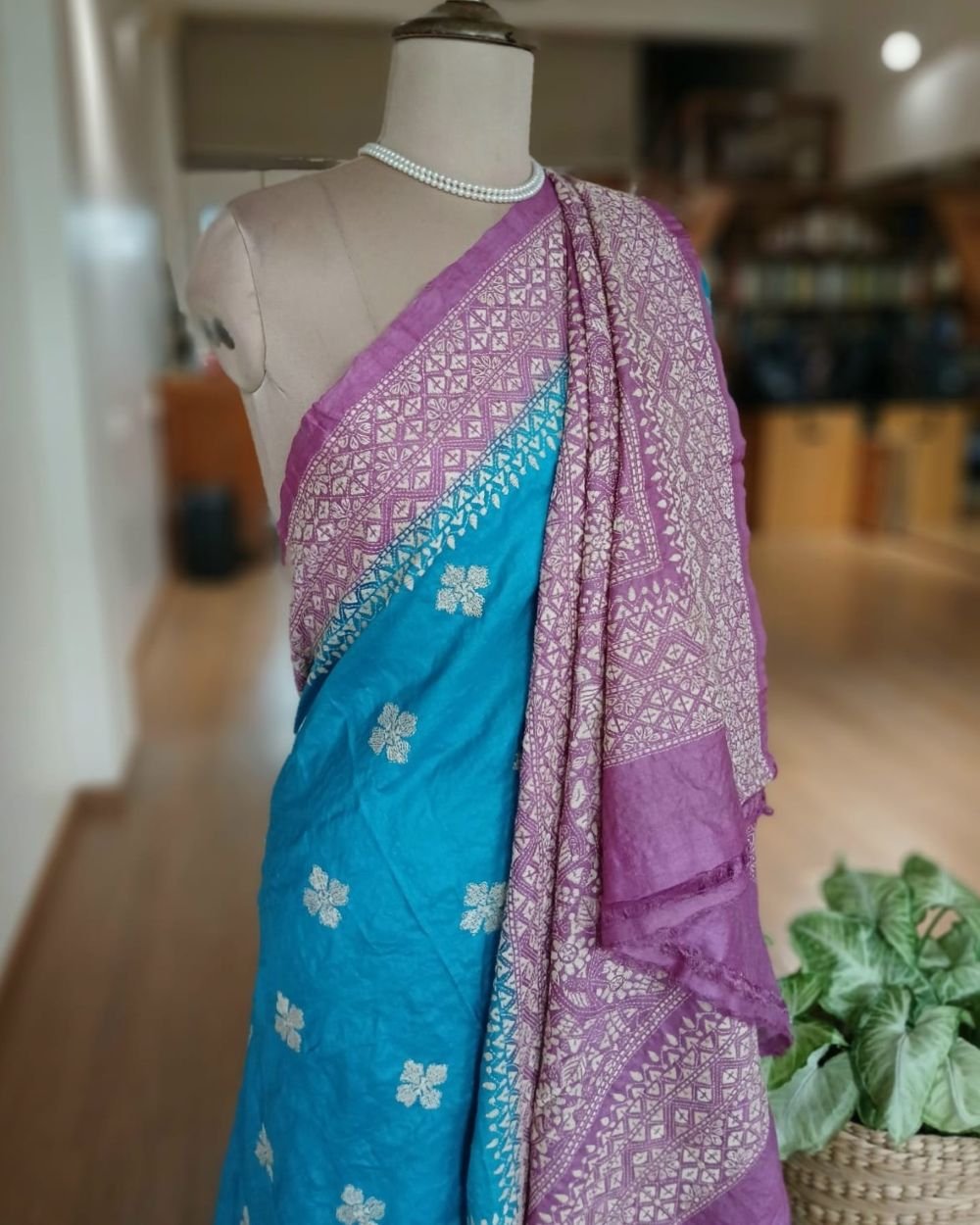 PadmaShree Takdira Begum’s Tussar Silk Kantha Saree - (TSKS0018) - Image 6