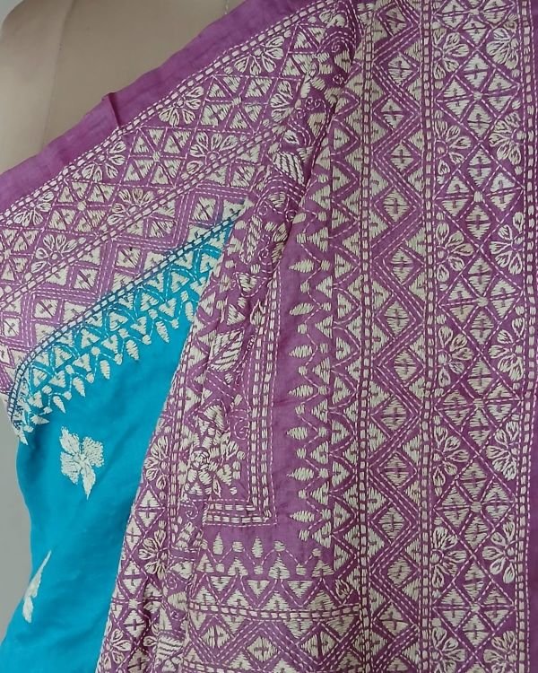 PadmaShree Takdira Begum’s Tussar Silk Kantha Saree - (TSKS0018) - Image 7