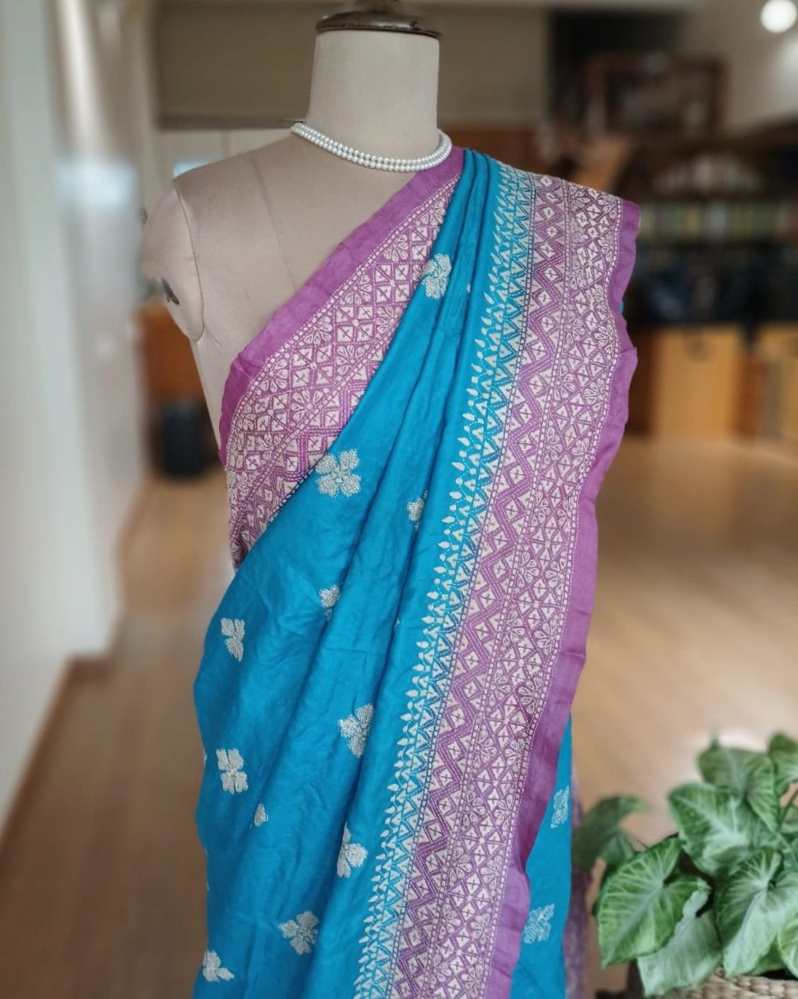 PadmaShree Takdira Begum’s Tussar Silk Kantha Saree - (TSKS0018) - Image 8