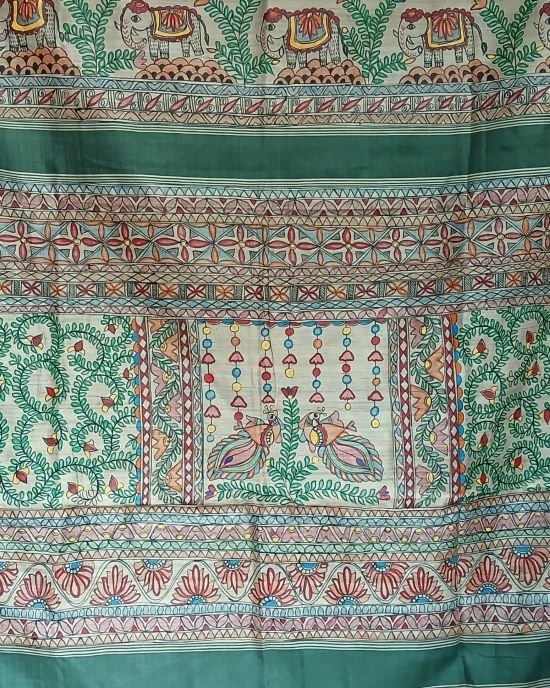 Madhubani on Tussar Silk – (MADT0058) - Image 12
