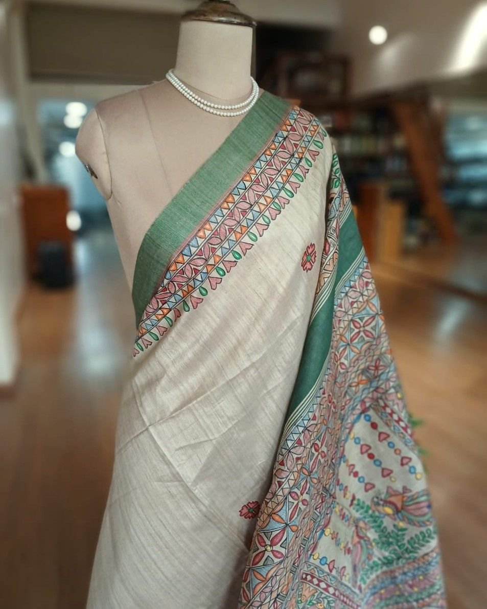 Madhubani on Tussar Silk – (MADT0058) - Image 2