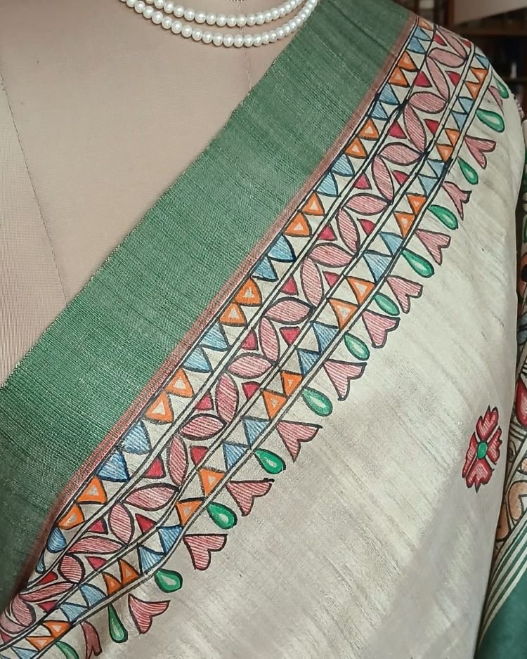 Madhubani on Tussar Silk – (MADT0058) - Image 3