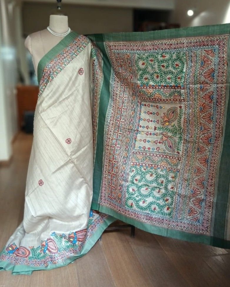 Madhubani on Tussar Silk – (MADT0058) - Image 4