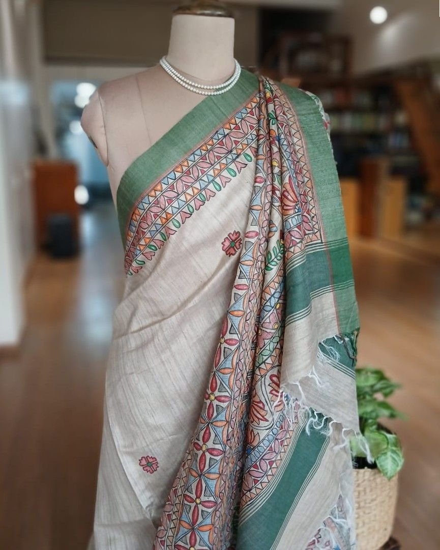 Madhubani on Tussar Silk – (MADT0058) - Image 5