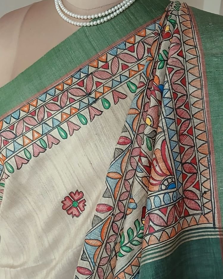 Madhubani on Tussar Silk – (MADT0058) - Image 6