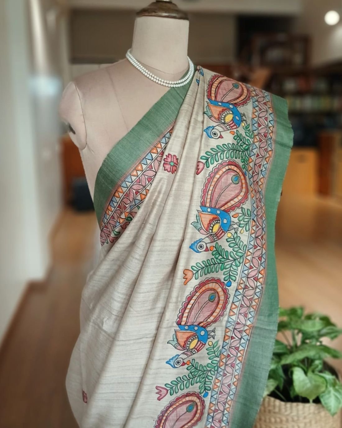 Madhubani on Tussar Silk – (MADT0058) - Image 7