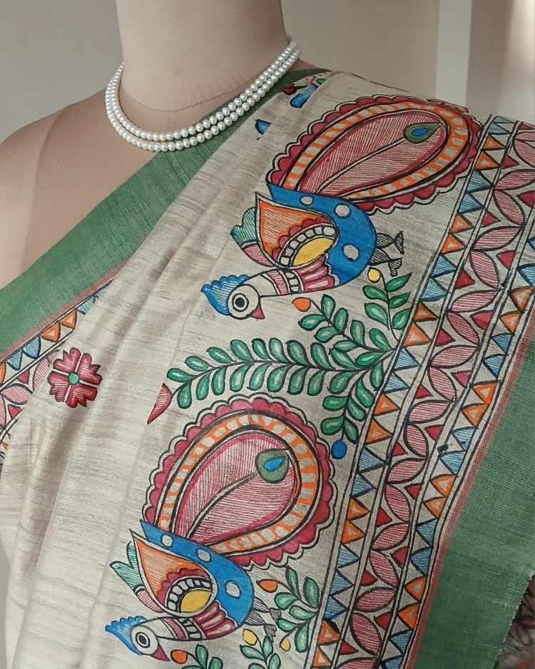 Madhubani on Tussar Silk – (MADT0058) - Image 8