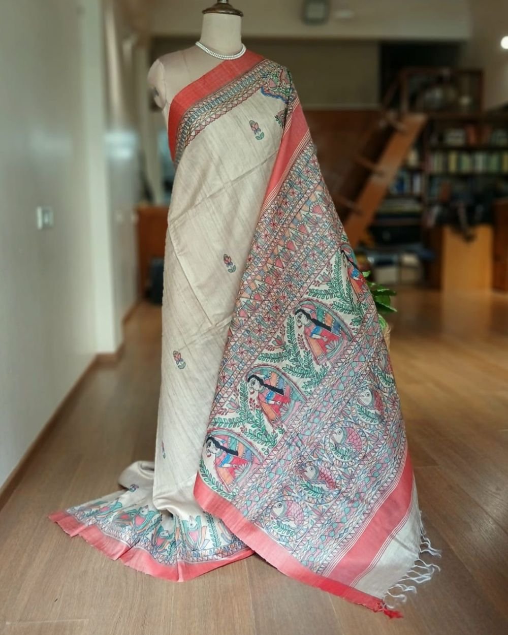 Madhubani on Tussar Silk – (MADT0059)